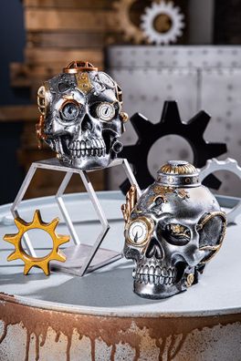 Gilde Poly Skulptur "Steampunk Skull" 37470