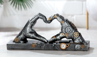 Gilde Skulptur "Steampunk Hand" Kunstharz silberfarben 37049