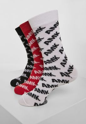 Mister Tee Socken AMK Allover Socks 3-Pack Black/ Red/ White