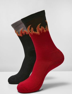 Mister Tee Socken Long Flame Socks 2-Pack Red/ Black
