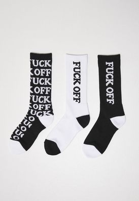 Mister Tee Socken Fuck OFF Allover 3-Pack Black/ White