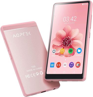AGPTEK WiFi MP4 Player 4'' Touchscreen Android 6.0 HD Videoplayer 1GB RAM Rosa
