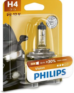 Philips 12342PRB1 Vision + 30% Licht H4 Scheinwerferlampe Auto Birne Glühlampe