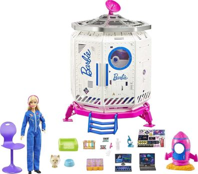 Barbie GXF27 - Weltraumabenteuer Raumstation, Barbie Raumfahrtpuppe, Hündchen