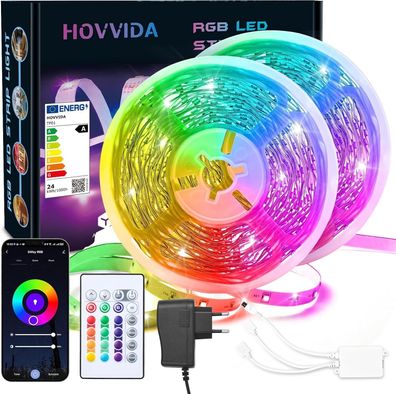 Hovvida LED Strip 20 Meter 24V RGB LED Streifen 600 LED Fernbedienung Musikmodus