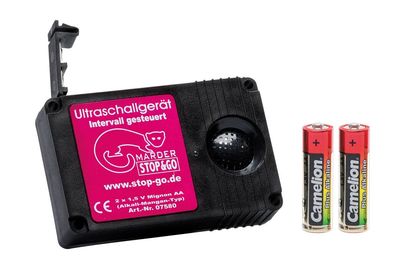 Stop&Go Ultraschall Marderabwehrgerät 07580 Batterie Marderschutz Piezo