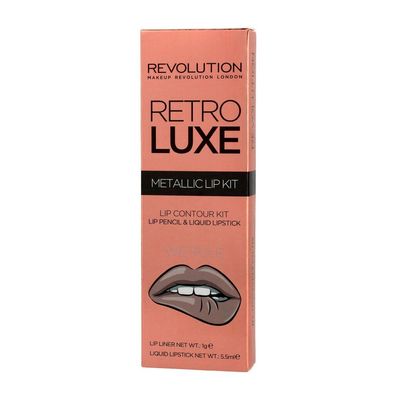 Makeup Revolution Retro Luxe Metallic Lip Kit (Liner + Gloss) We Rule 1op.