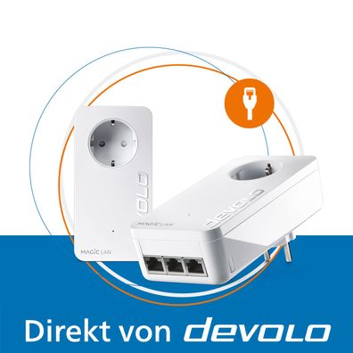 devolo Magic 2 LAN triple Starter Kit Powerline Internet Verstärker 2x Adapter