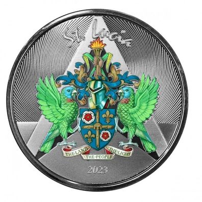 Silbermünze Wappen Coat of Arms 2023 1 oz Farbe 999 Silber EC8 St. Lucia ECCB