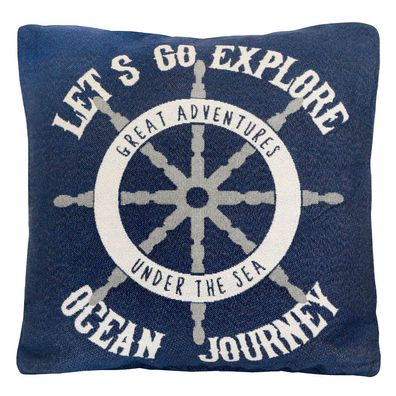 Kissenhülle OCEAN Journey dunkelblau blau aus Jacquard maritim Kissen Hamptons