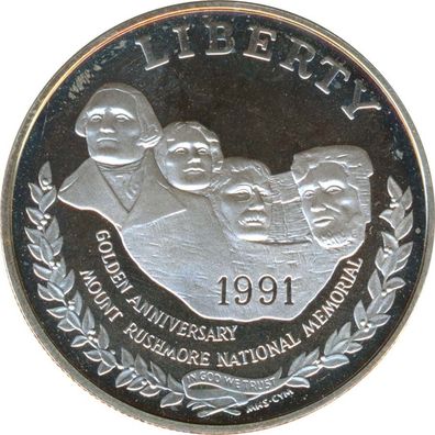 USA 1 Dollar 1991 S Mount Rushmore PP Silber*