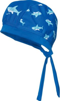 Playshoes Kinder Mütze UV-Schutz Kopftuch Hai Blau