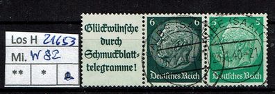 Los H21653: Deutsches Reich Mi. W 82, gest.