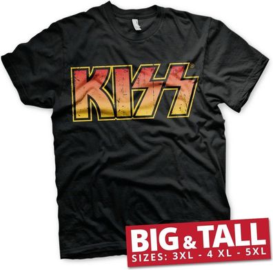 Kiss Distressed Logotype Big & Tall T-Shirt Black