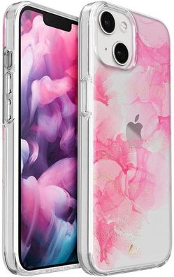 LAUT Crystal Ink Smartphonehülle Handyhülle iPhone 13 transparent Blüten pink