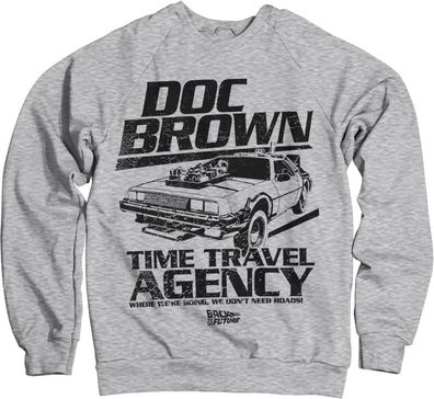 Back to the Future Doc Brown Time Travel Agency Sweatshirt Heather-Grey