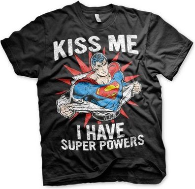 Superman Kiss Me I Have Super Powers T-Shirt Black