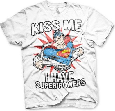 Superman Kiss Me I Have Super Powers T-Shirt White