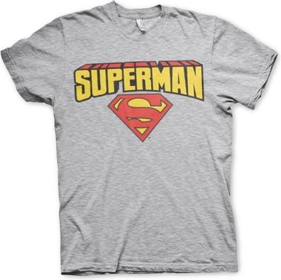Superman Blockletter Logo T-Shirt Heather-Grey