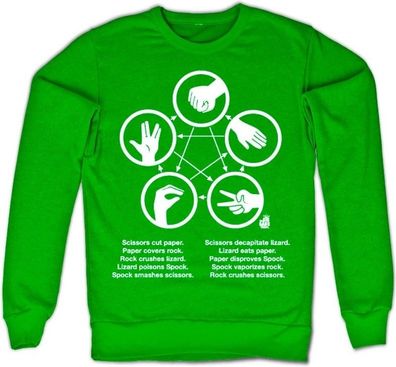 The Big Bang Theory Sheldons Rock-Paper-Scissors-Lizard Game Sweatshirt Green