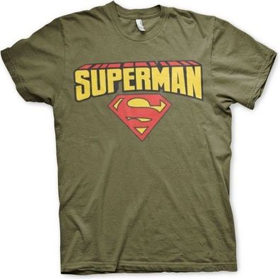 Superman Blockletter Logo T-Shirt Olive