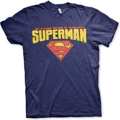 Superman Blockletter Logo T-Shirt Navy