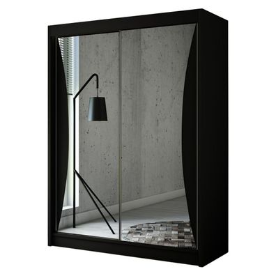 Schwebetürenschrank TWINOS 150 cm, Schrank mit Spiegel, Kleiderschrank - Schwarz