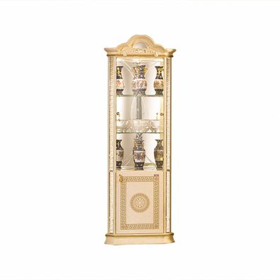 Barock Eckvitrine Venus in Beige/Gold Hochglanz