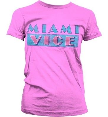 Miami Vice Distressed Logo Girly T-Shirt Damen Pink