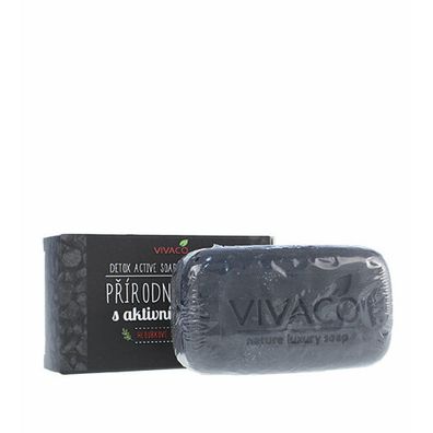 Vivaco Natürliche feste Seife mit Aktivkohle 2% Holzkohle 100g