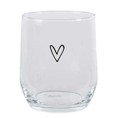 Clayre & Eef Wasserglas Herz 300 ml Transparant Glas (Gr. Ø 8x9 cm / 300 ml)