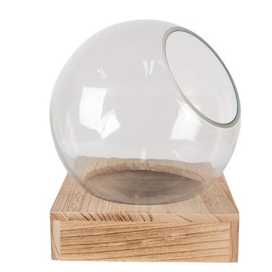 Clayre & Eef Vase 20x20x20 cm Braun Holz Glas (Gr. 20x20x20 cm)