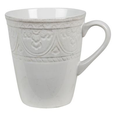 Clayre & Eef Tasse 450 ml Weiß Keramik (Gr. 13x10x12 cm / 450 ml)