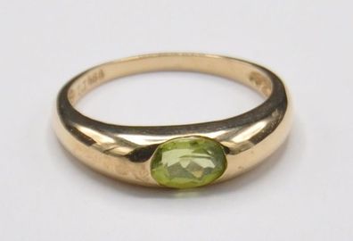 Bandring Ring mit Peridot Solitär 585 Gold neu wertig