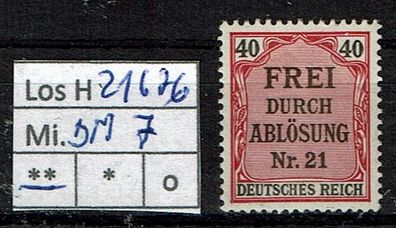 Los H21676: Deutsches Reich Dienst Mi. 7 * *