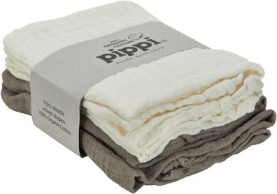 Pippi Baybwear Kinder Windeln Organic Cloth Muslin (4-Pack) 65x65 cm Cinder Beige
