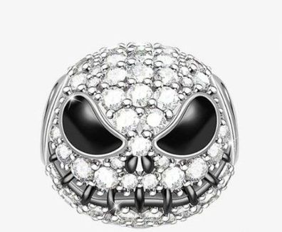 Charm Anhänger kompatibel für Pandora 925 Sterling Silber Totenkopf glitzer