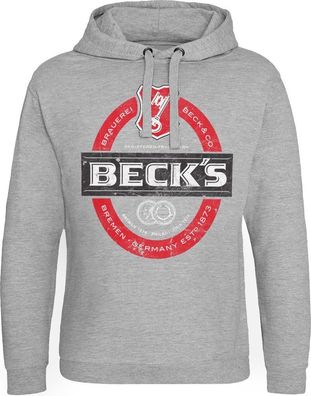 Beck's Beer Washed Label Logo Epic Hoodie Heather-Grey
