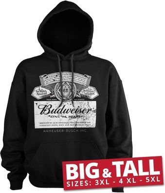 Budweiser Washed Logo Big & Tall Hoodie Black