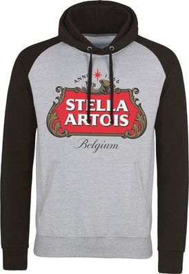 Stella Artois Belgium Logo Baseball Hoodie Heather-Grey-Black
