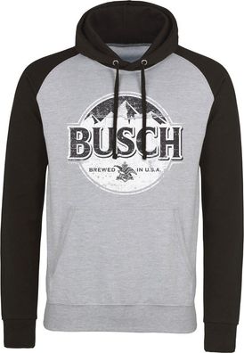 Busch Beer BW Washed Logo Baseball Hoodie Heather-Grey-Black