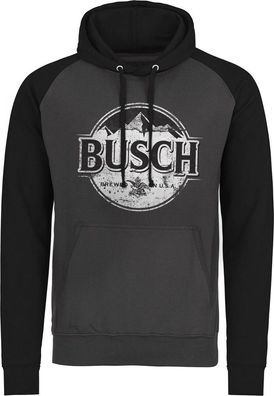 Busch Beer BW Washed Logo Baseball Hoodie Dark-Grey-Black