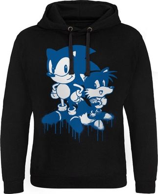 Sonic The Hedgehog Sonic and Tails Sprayed Epic Hoodie Black