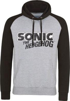 Sonic The Hedgehog Classic Logo Baseball Hoodie Heather-Grey-Black