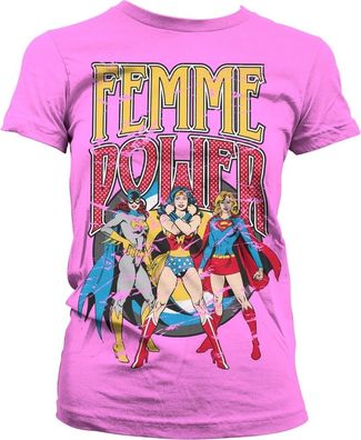 DC Comics Femme Power Girly Tee Damen T-Shirt Pink