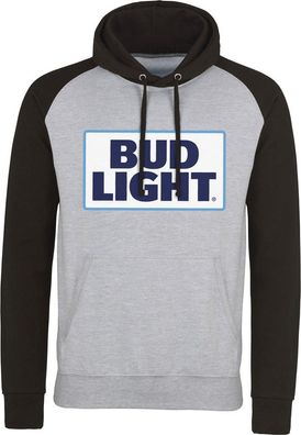 Budweiser Bud Light Logo Baseball Hoodie Heather-Grey-Black