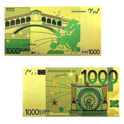1000 Euro Banknoten Gold Plated mit Farbe (GF1/24/15)