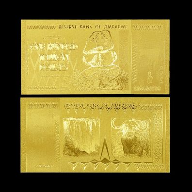 Simbabwe / Zimbabwe Goldfolie Banknote - 100 Trillion Dollar - Geschenk Sa(GF1/24/35)
