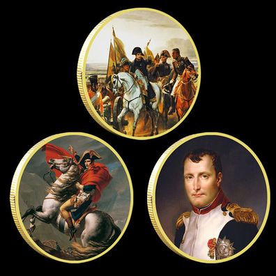 3 Stück Französische Napoleon Vergoldete Gedenkmünze Medaille (N1/24/40)