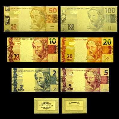 Brazil / Brazilien Banknoten Aus Goldfolie Set 2,5,10,20,50,10 (6Scheine) (BB1/24/18)